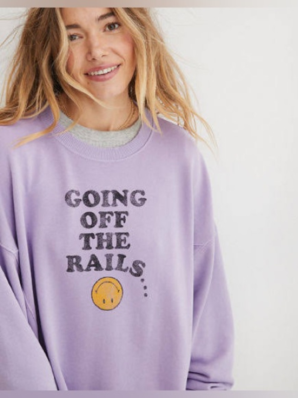 Aerie The Chill Sweatshirt Oversized Purple Going Off The Rails Size Small